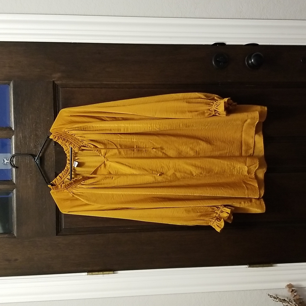 Long sleeve mustard yellow blouse
